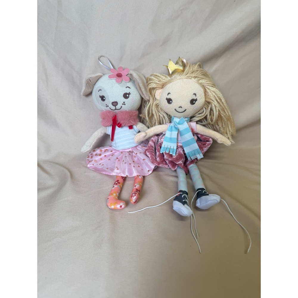 Sunny Days Entertainment Knit Plush Doll Set Rosie and Scrappy Ballerina Pink